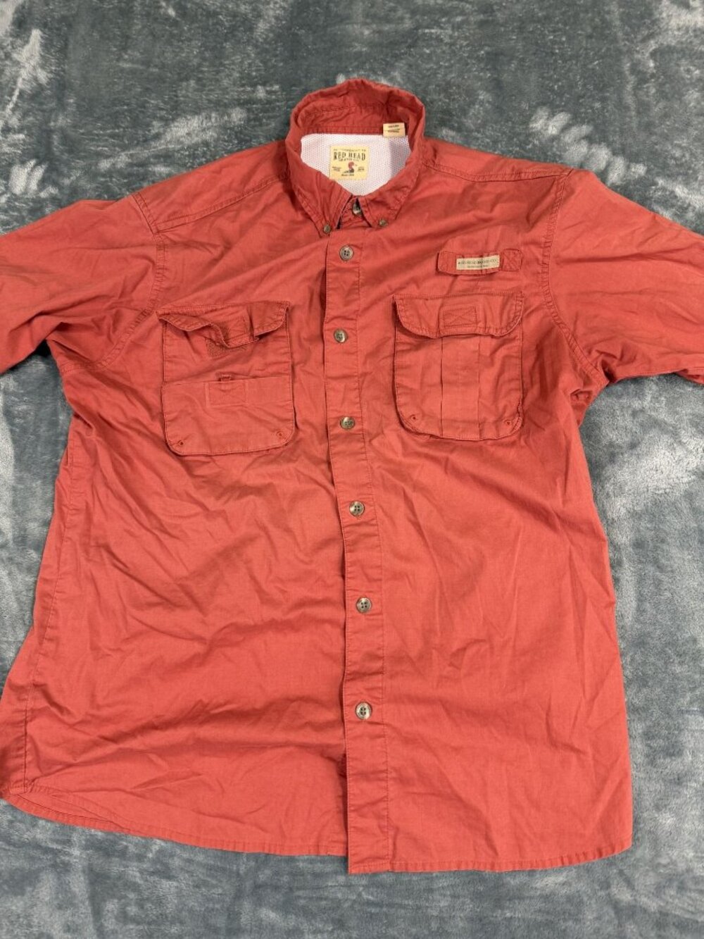 RedHead Mens Red Short Sleeve Button-Up Shirt L